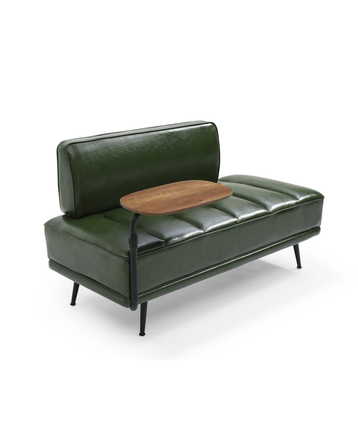 Streamdale Furniture 55" Green Faux Leather Bed Bench with Swivel Tray & Metal Legs