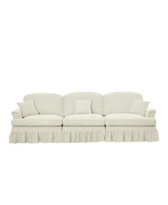 Streamdale Mid Century 3 Seater Chenille Sofa with Flared Arms & Spindle Legs
