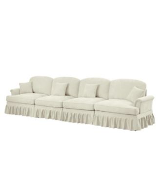 Elegant Mid-Century 4-Seater Chenille Sofa with Flared Arms