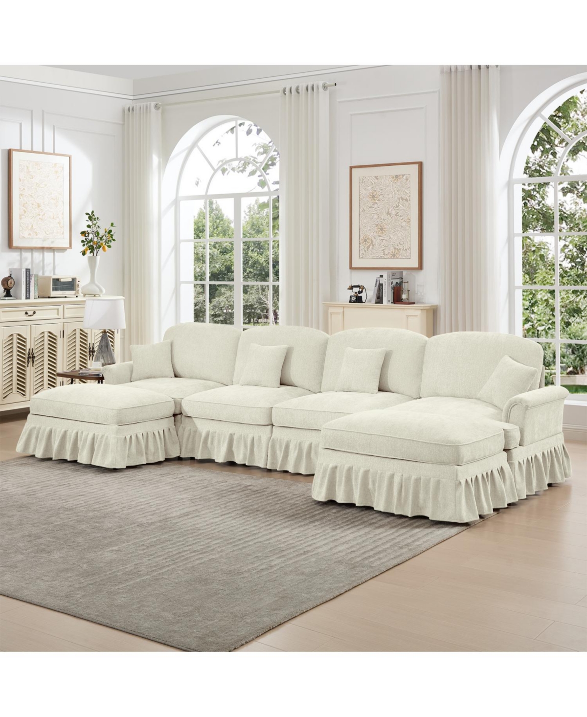 Streamdale Furniture Streamdale Classic U-Shape Sectional Sofa with Ottomans