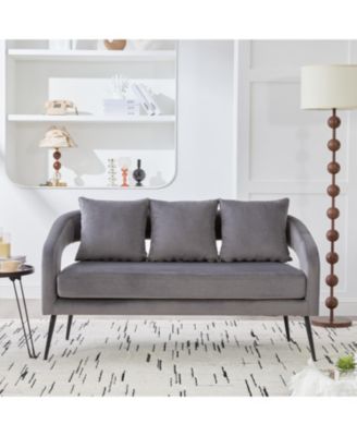 Velvet Loveseat Settee with Pillows - Small Sofa for Small Spaces