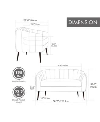 50.2" Chenille Loveseat, Modern Glam Settee, Channel Tufted 2-Seater
