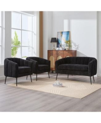 Streamdale Chenille Sofa Set- Loveseat, 2 Chairs, Metal Legs