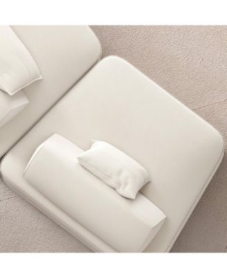 139" Modern Chenille Sectional Sofa with Pillows & Removable Backrests.