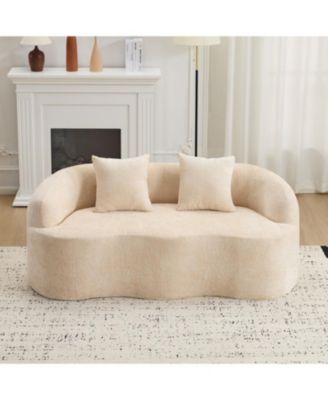 Curved Loveseat Sofa, Small Space Couch with 2 Pillows