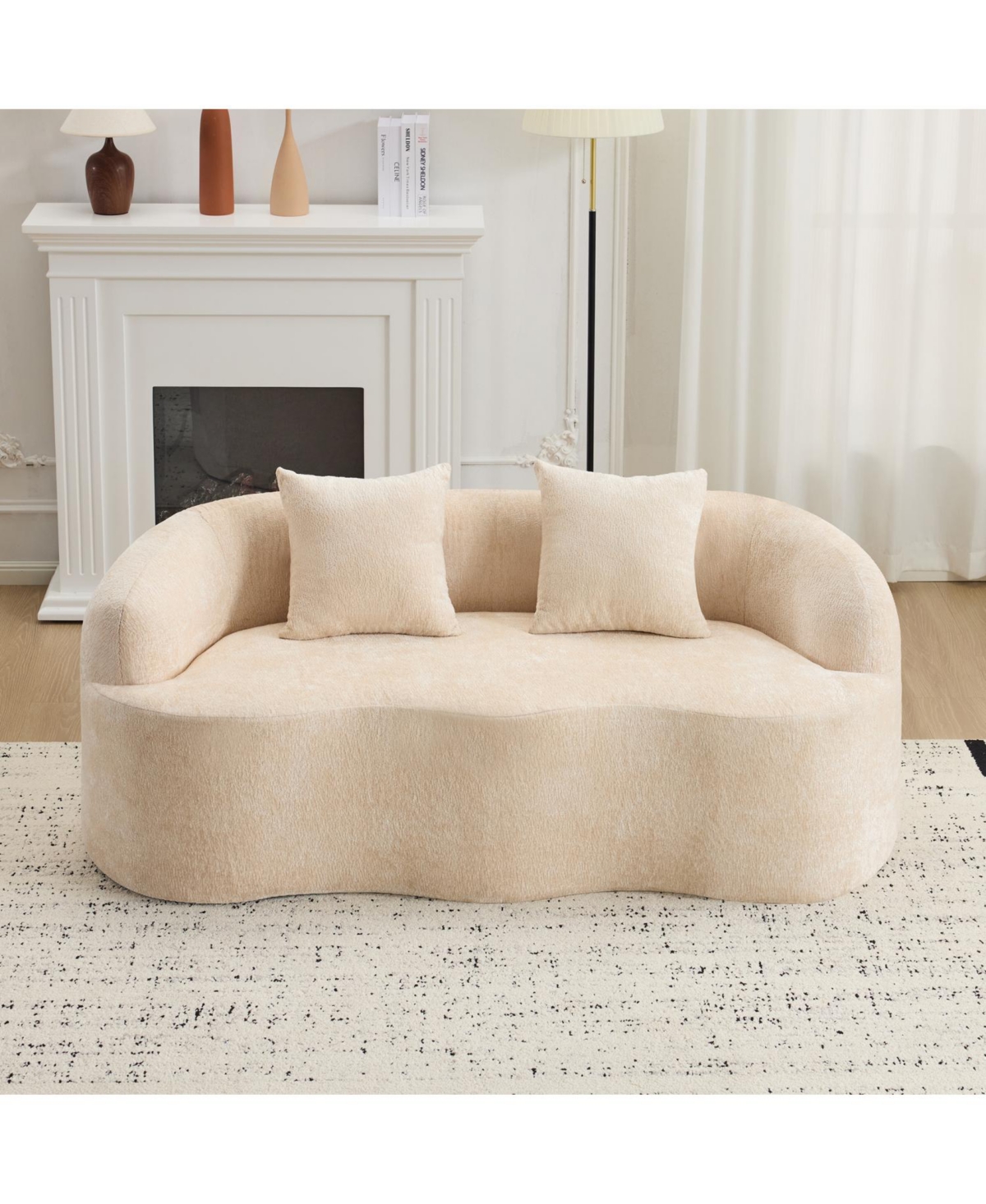 Streamdale Furniture Curved Loveseat Sofa, Small Space Couch with 2 Pillows