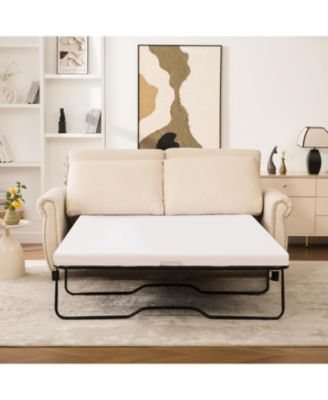 Sleeper Sofa Bed, Pull Out Couch, 2-Seater Linen Convertible Sofa