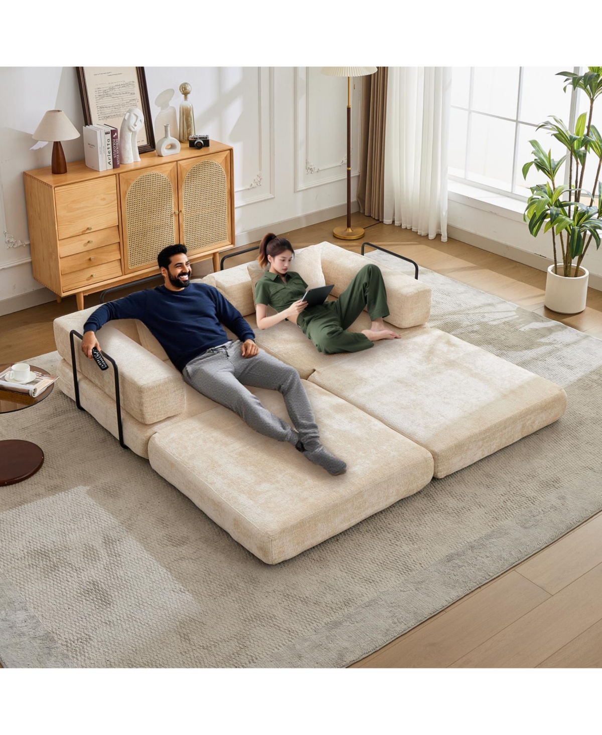 Streamdale Furniture Compression Convertible Sofa Bed, Chenille