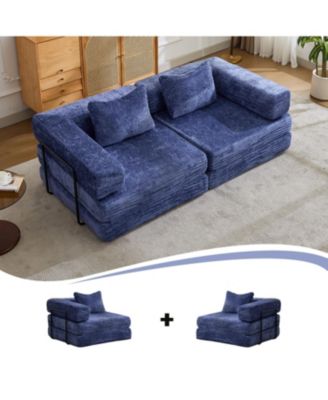 Compression Convertible Floor Sofa Bed Dark Blue