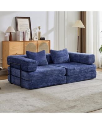 Compression Convertible Floor Sofa Bed Dark Blue