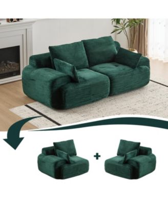 Modern Memory Foam Corduroy Sectional Sofa - Green