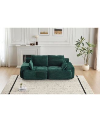 Modern Memory Foam Corduroy Sectional Sofa - Green