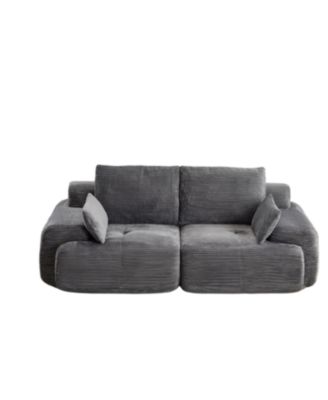 Modern Memory Foam 2-Seater Corduroy Sectional Sofa - Grey