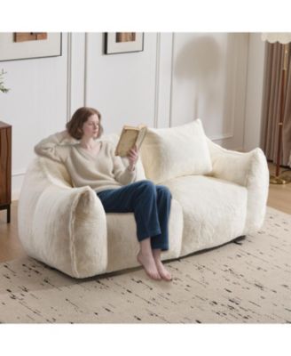 Giant Bean Bag Couch, Ultra Soft Fluffy Loveseat Sofa