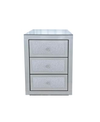 3-Drawer Mirrored Nightstand Bedside Table Glass Accent End Table