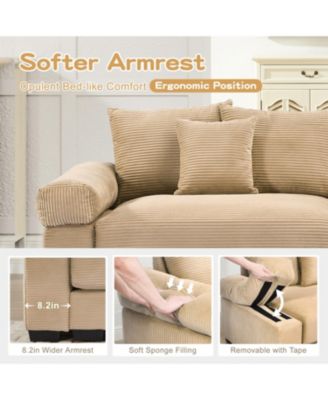 Oversized Cloud Modular Sectional Couch, Corduroy, Wide Armrests, Camel