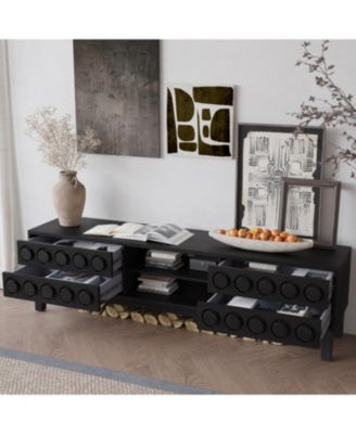 Mid-Century Media Console - 4 Drawers, Cable Management, TV Stand up to 75"