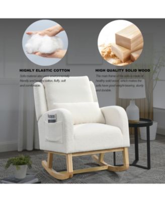 27.5" Modern Accent Rocker Armchair w/ Lumbar Pillow & Pockets