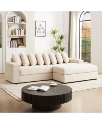 Corduroy L-Shaped Sectional Sofa with Chaise & Storage