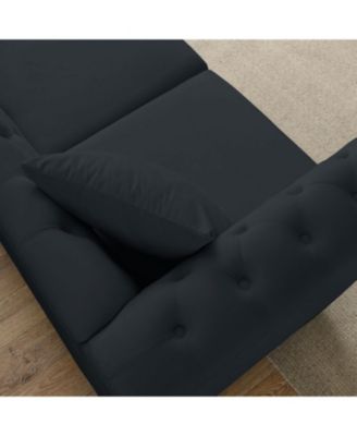 80" Black Velvet Chesterfield Sofa, Tufted 3 Seater Couch