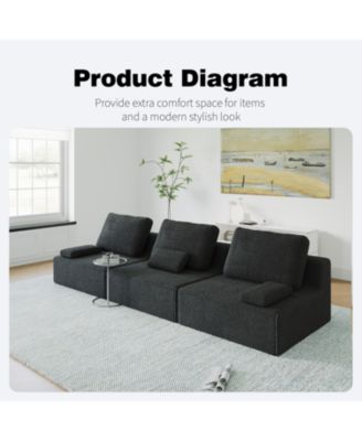 Oversized Modular Boucle Sectional Sofa - Convertible Spacious Foam-Filled