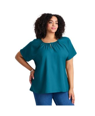 Women's Keyhole Dolman Sleeve Blouse