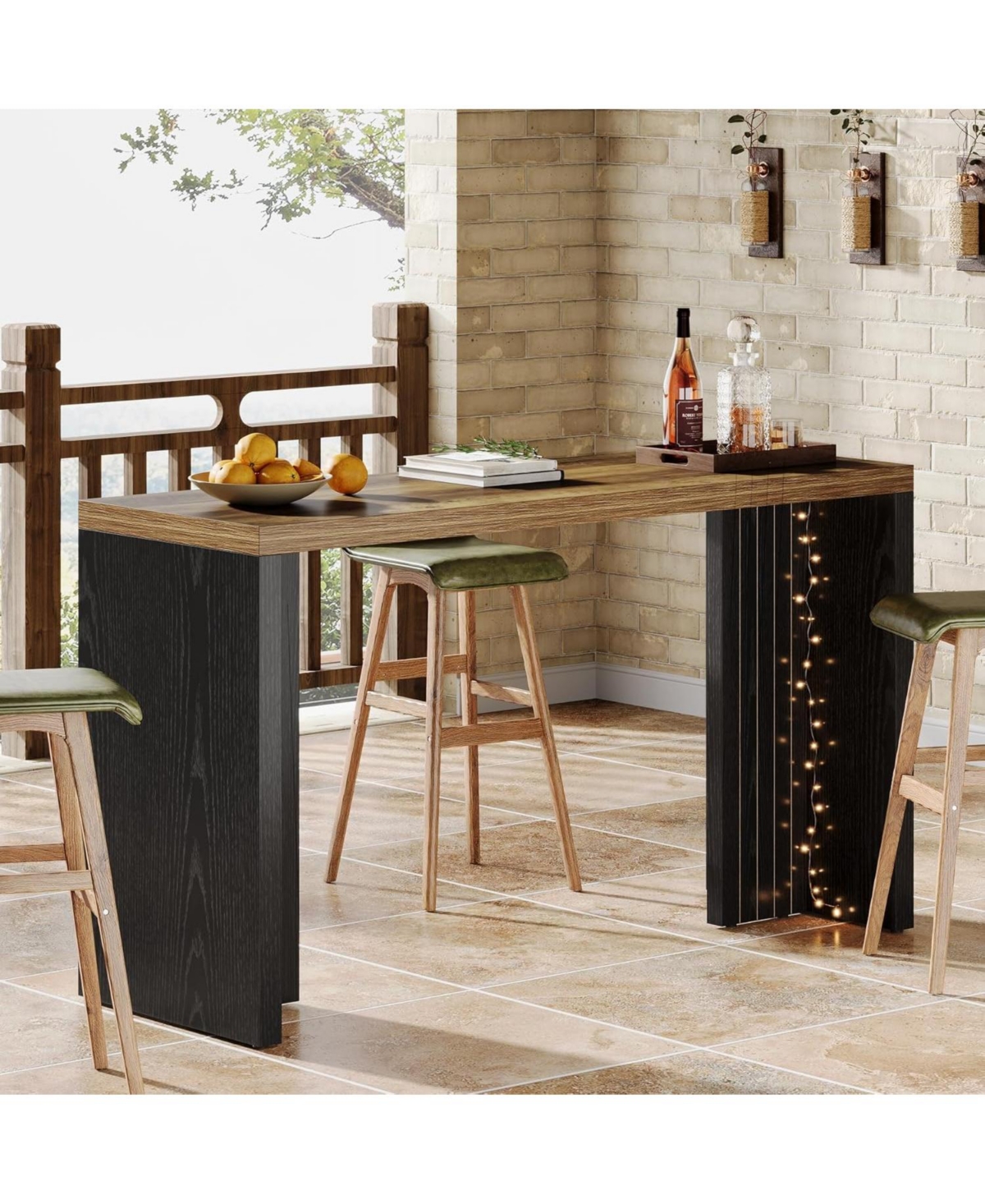 Tribesigns Home Bar Unit, 55.12-Inch Table with a Faux Marble Finished Tabletop, Modern Freestanding Mini for Kitchen, Living Room, Balco