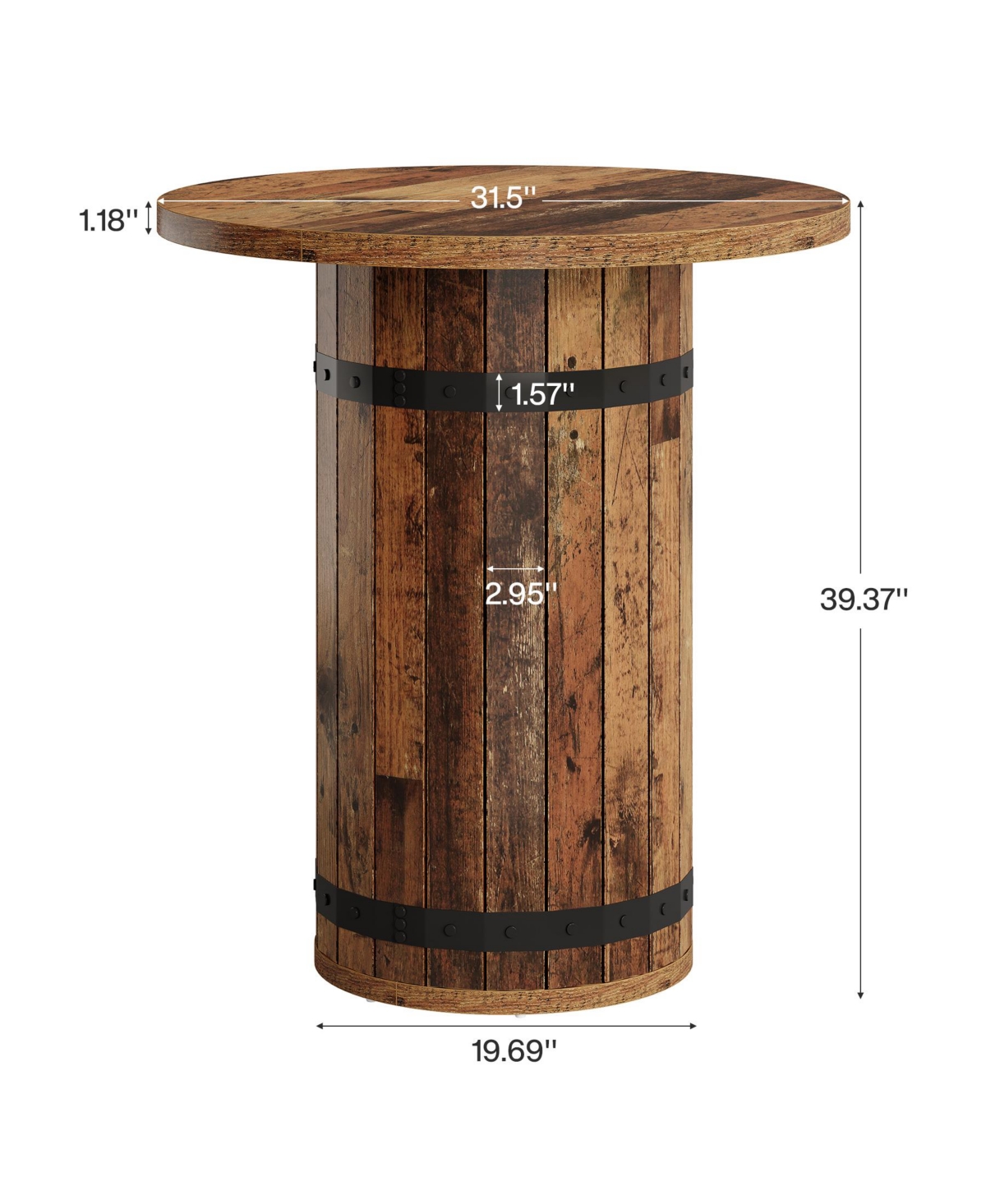 Tribesigns Round Bar Table, 39.4-Inch Bar Height, Bistro Pub Table for Kitchen, Living Room, Small Space