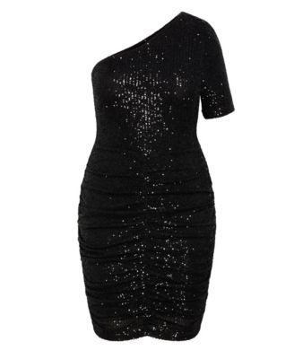 Women's Angelina Asymmetrical Neck Ruched Dress