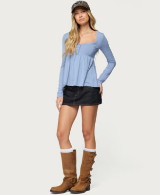 Womens Lilla Henley Babydoll Top