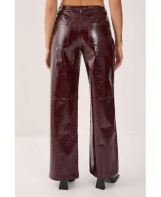 Women's High Shine Faux Leather Slouch Pant
