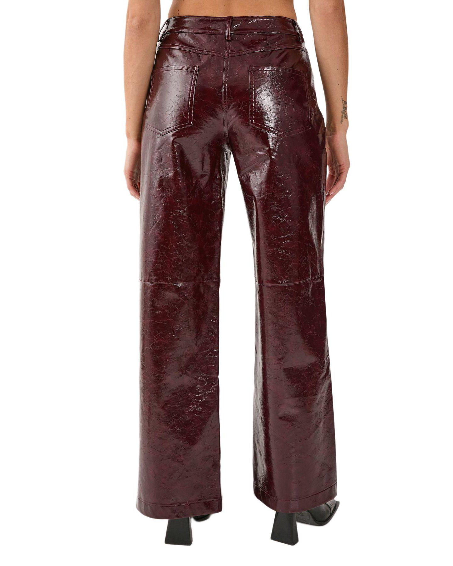 Женские брюки Nasty Gal High Shine Faux Leather Slouch, цвет: Бордовый — фото 2