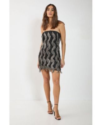Women's Tassel Embellished Bandeau Mini Dress