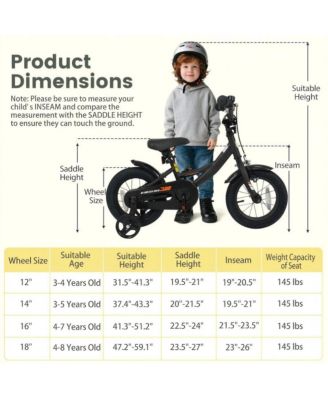 Kids Adjustable Training Bicycle with Dual Brakes and All Terrain Tires