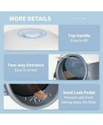 Foldable Cat Litter Box with Lid & High Sides – Large Two-Way Entry, Easy Clean, White & Gray