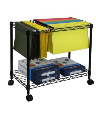 Portable 1-Tier Metal Rolling File Cart