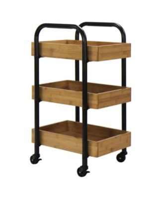 Portable Storage Cart with 3 Easy Removable Bamboo Trays