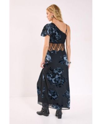 Women's Lace Insert Split Leg Maxi Dress