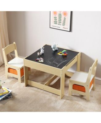 Kids Table and Chair Set Wooden Activity Table with Storage Boxes for Art and Craft