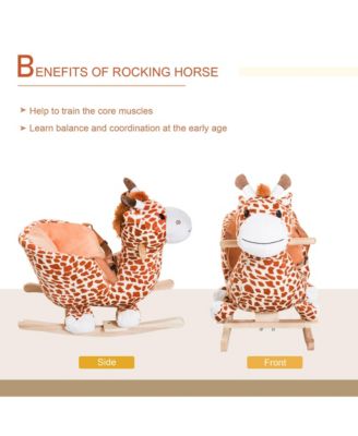 Baby Rocking Horse, Plush Animal Rocker w/ Realistic Sound, Pedals