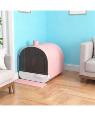 Pink Cat Litter Box with Lid Scoop and Filter A Delicate Design for a Fresher Home