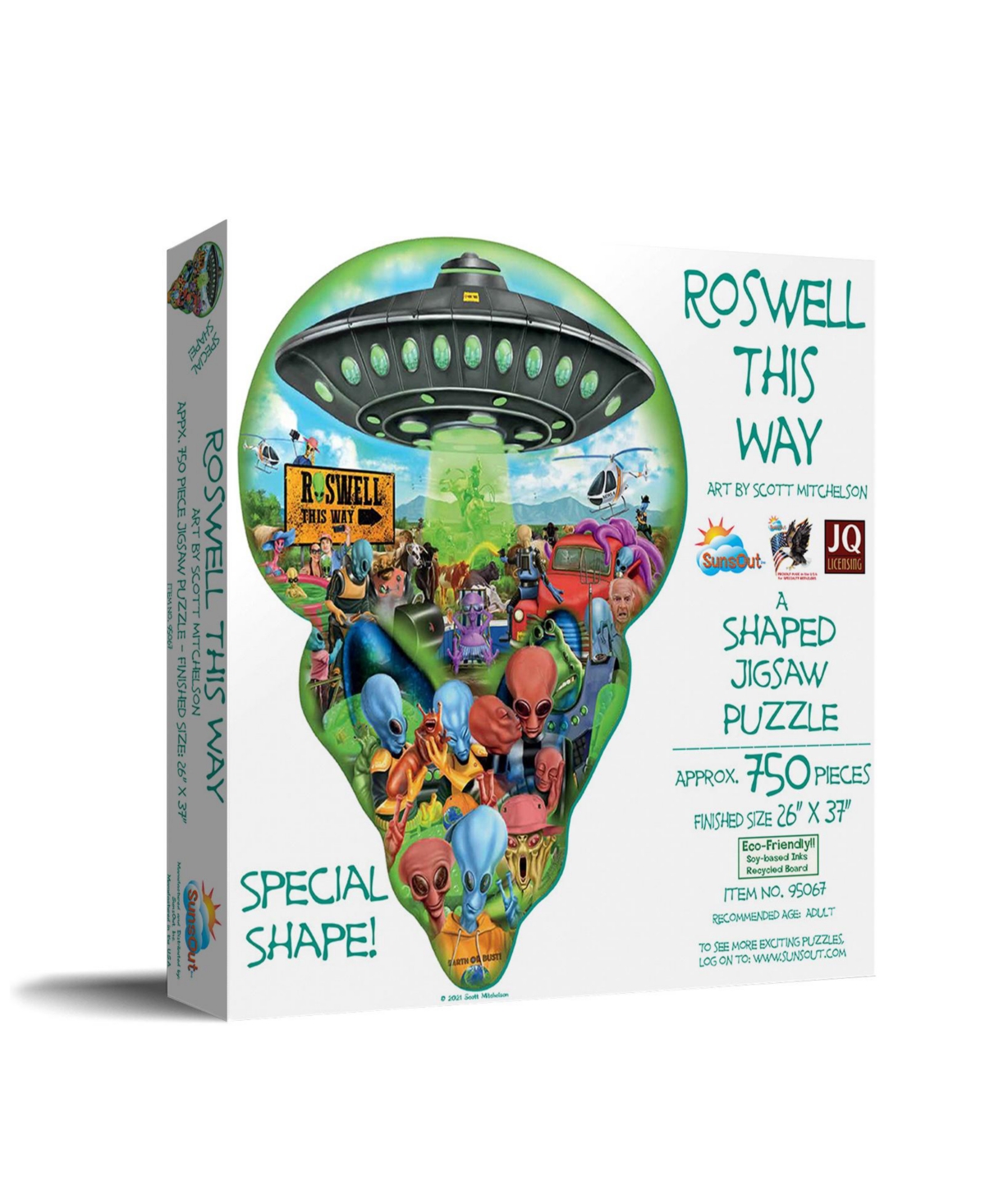 SunsOut Roswell This Way 750 piece Jigsaw Puzzle for Adults Special Shape