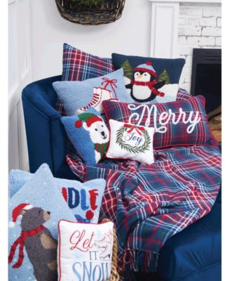 White Polar Bear Christmas Accent Pillow, 12" x 12"