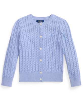 Girls' 2T-6X Mini-Cable Front-Button Cardigan