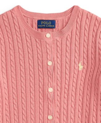 Girls' 7-16 Mini-Cable Button Front Cardigan