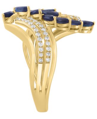 Sapphire (1-3/8 ct. t.w.) and Diamond (1/4 ct. t.w.) Ring in 14k Yellow Gold