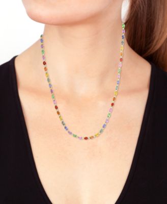 Multi Sapphire (17-1/2 ct. t.w.) and Diamond (1/4 ct. t.w.) Necklace in 14k Yellow Gold