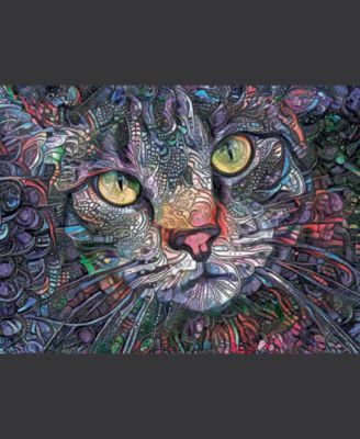 Psychedelic Kitty Cat 1000 piece Jigsaw Puzzle for Adults