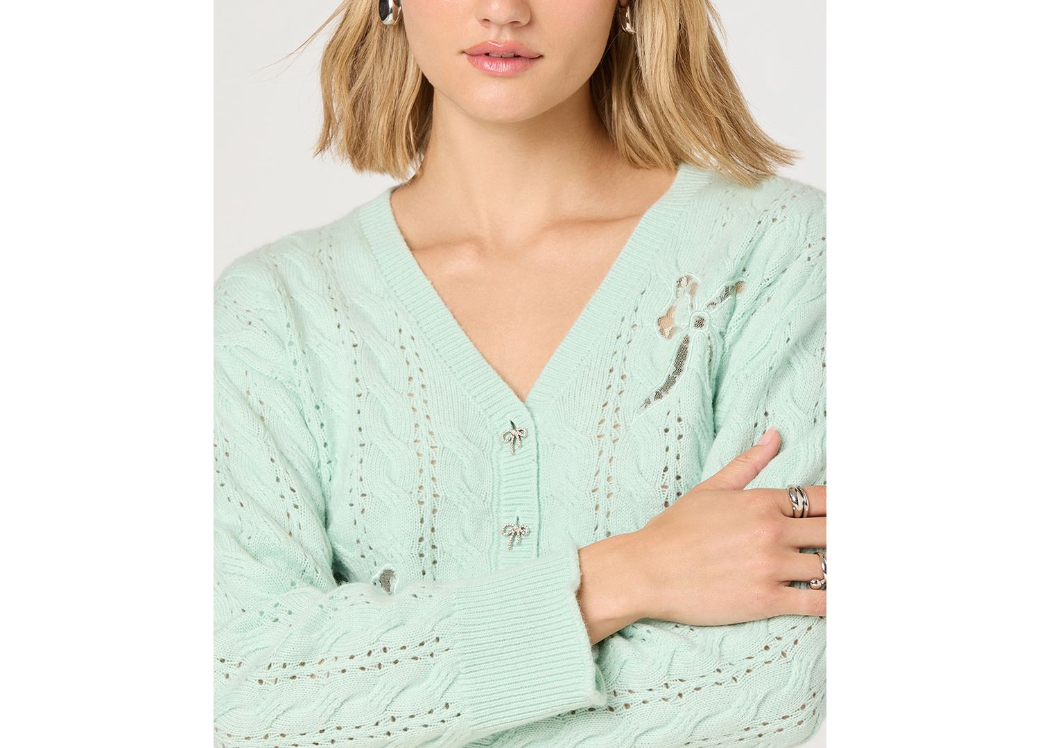 Women's V-Neck Button-Front Sweater