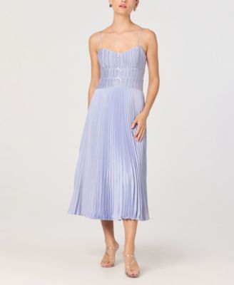 Women's Sweetheart Neck Pleated A-Line Midi Dress